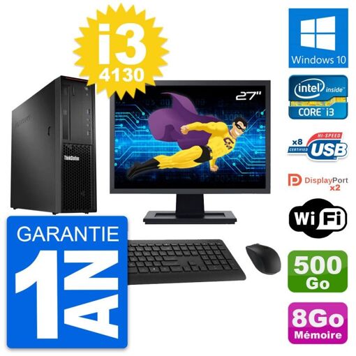 Computadora de escritorio Lenovo P300 SFF | Pantalla de 27'' | Intel Core i3-4130 | 8GB RAM | 500GB HDD | Windows 10