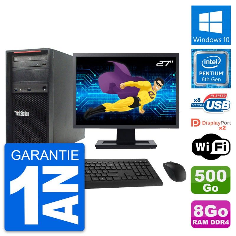 Lenovo P320 27-inch Desktop Computer - Pentium G4400, 8GB RAM, 500GB HDD, Windows 10, WiFi