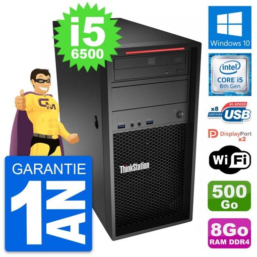 Computadora de escritorio Lenovo P320 MT - Procesador Intel Core i5-6500, 8 GB de RAM, disco duro de 500 GB, Windows 10, WiFi