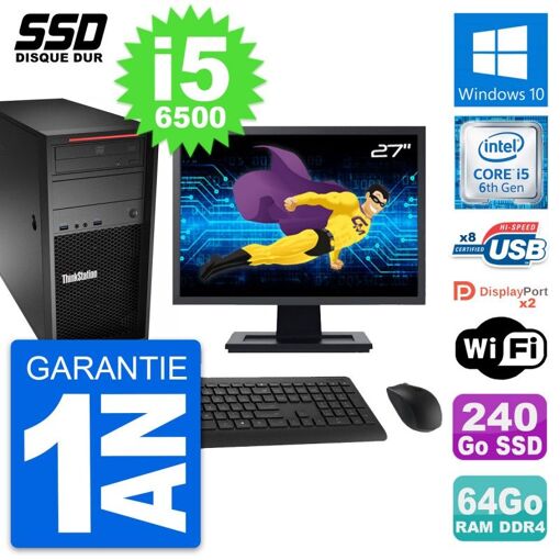 Estación de trabajo Lenovo P320 MT Pantalla de 27" Core i5-6500 64GB RAM 240GB SSD Windows 10 WiFi