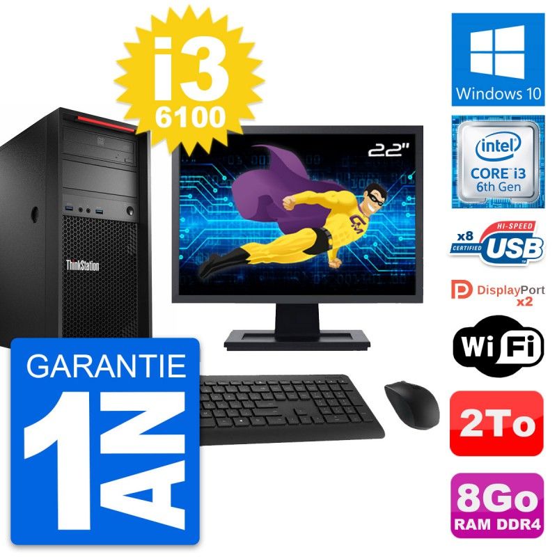Lenovo P310 22" Screen Intel i3-6100 8GB RAM 2TB HDD Windows 10 WiFi PC Tour