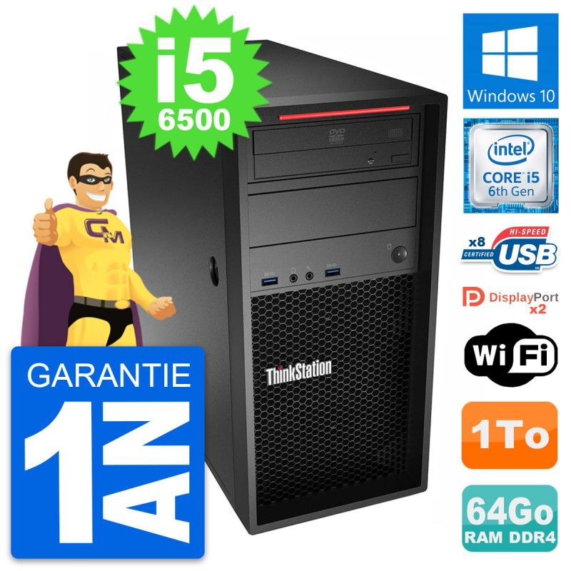 Lenovo ThinkStation P310 MT i5-6500 64GB RAM 1TB HDD Windows 10 WiFi Desktop PC