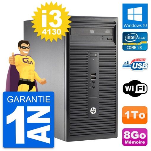 PC de escritorio HP 280 G1 MT - Procesador Intel Core i3-4130, 8 GB de RAM, 1 TB HDD, Windows 10, WiFi