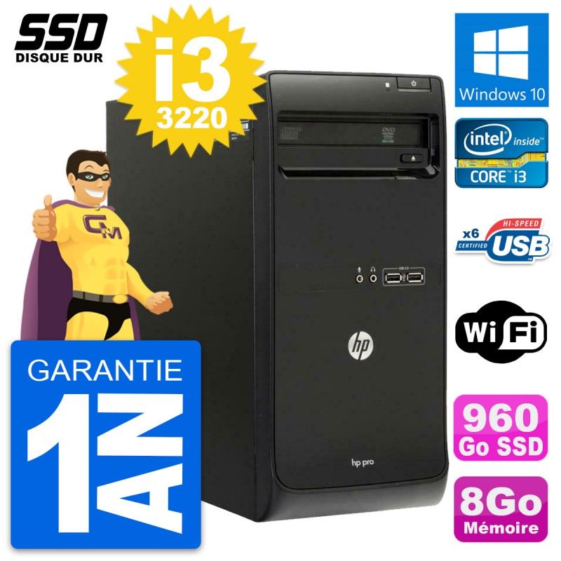 HP Pro 3500 MT Desktop PC - Intel Core i3, 8GB RAM, 960GB SSD, Windows 10