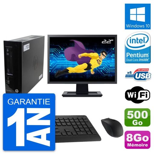 Computadora HP Pro 3300 SFF - Pantalla de 22", Procesador Intel G630, 8 GB RAM, Disco duro de 500 GB, Windows 10, WiFi