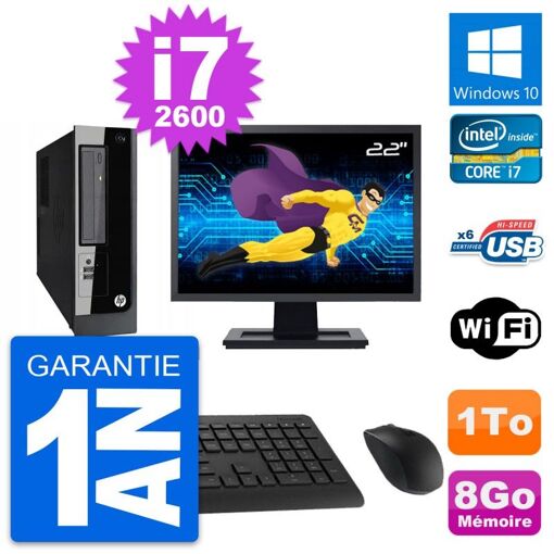 Computadora HP Pro 3300 SFF - Pantalla de 22', Intel Core i7-2600, 8 GB de RAM, 1 TB HDD, Windows 10, WiFi