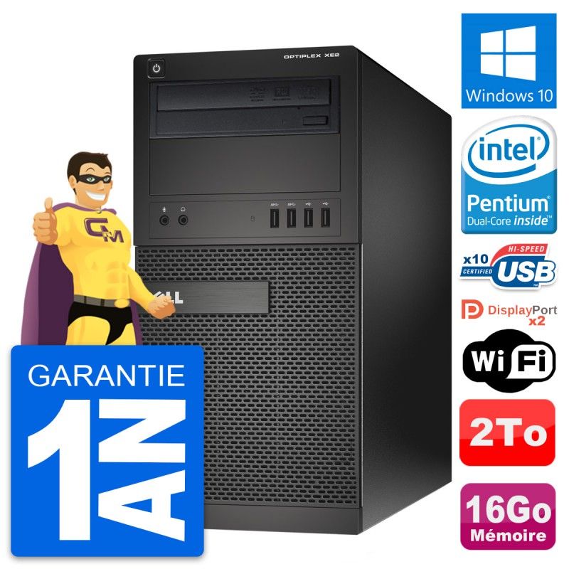 Dell OptiPlex XE2 MT Desktop Computer - Intel Core i3-3.0GHz, 16GB RAM, 2TB HDD, Windows 10, WiFi