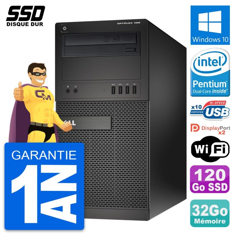 Dell OptiPlex XE2 Desktop PC - Intel Pentium G3220, 32GB RAM, 120GB SSD, Windows 10, WiFi