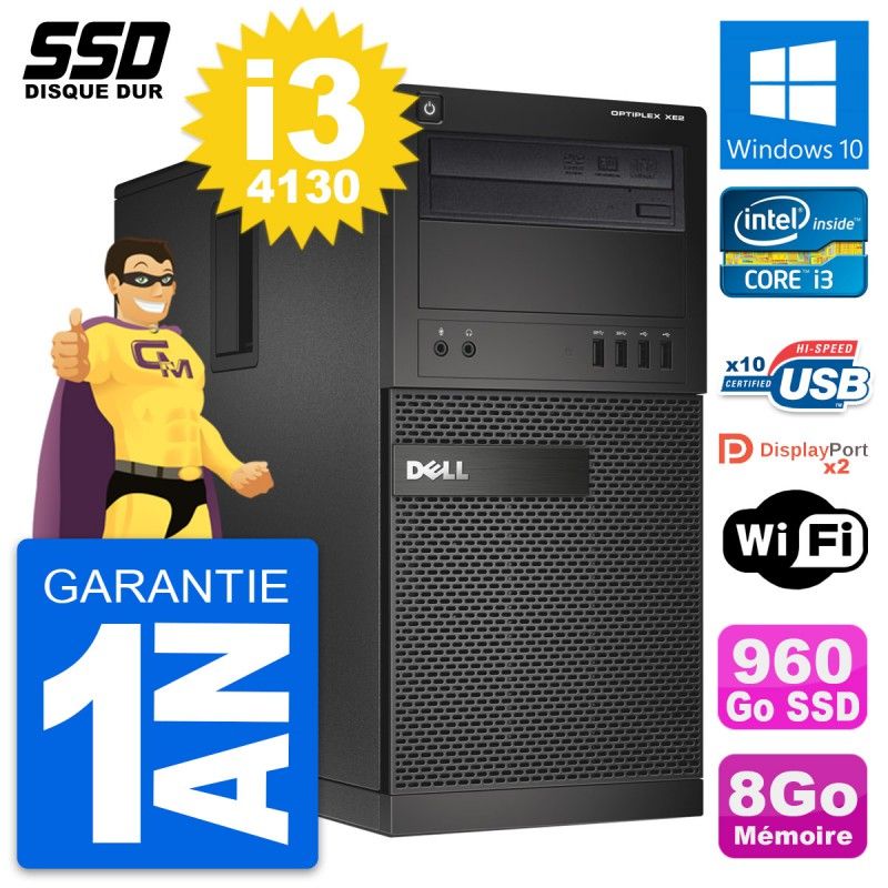 Dell OptiPlex XE2 Desktop Computer - Intel Core i3-4130, 8GB RAM, 960GB SSD, Windows 10, WiFi