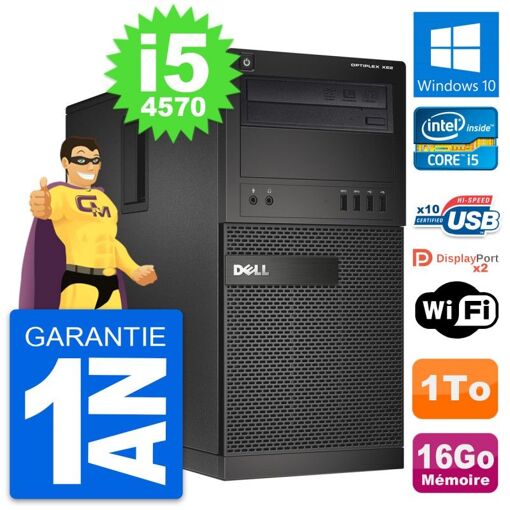 PC de escritorio Dell OptiPlex XE2 MT - Intel i5-4570, 16 GB de RAM, 1 TB HDD, Windows 10, WiFi