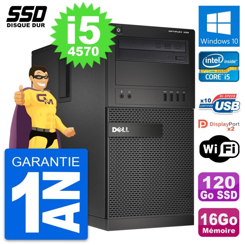 Dell OptiPlex XE2 MT Desktop Computer - Intel i5-4570, 16GB RAM, 120GB SSD, Windows 10, WiFi