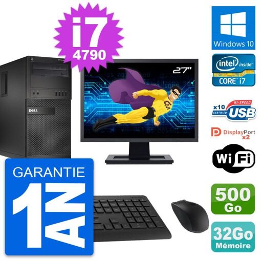 PC todo en uno Dell OptiPlex XE2 de 27 pulgadas, Intel i7-4790, 32 GB de RAM, 500 GB de almacenamiento