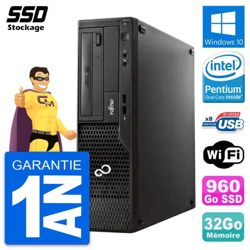 Fujitsu Esprimo E510 DT PC - Pentium G2020, 32GB RAM, 960GB SSD, Windows 10, WiFi