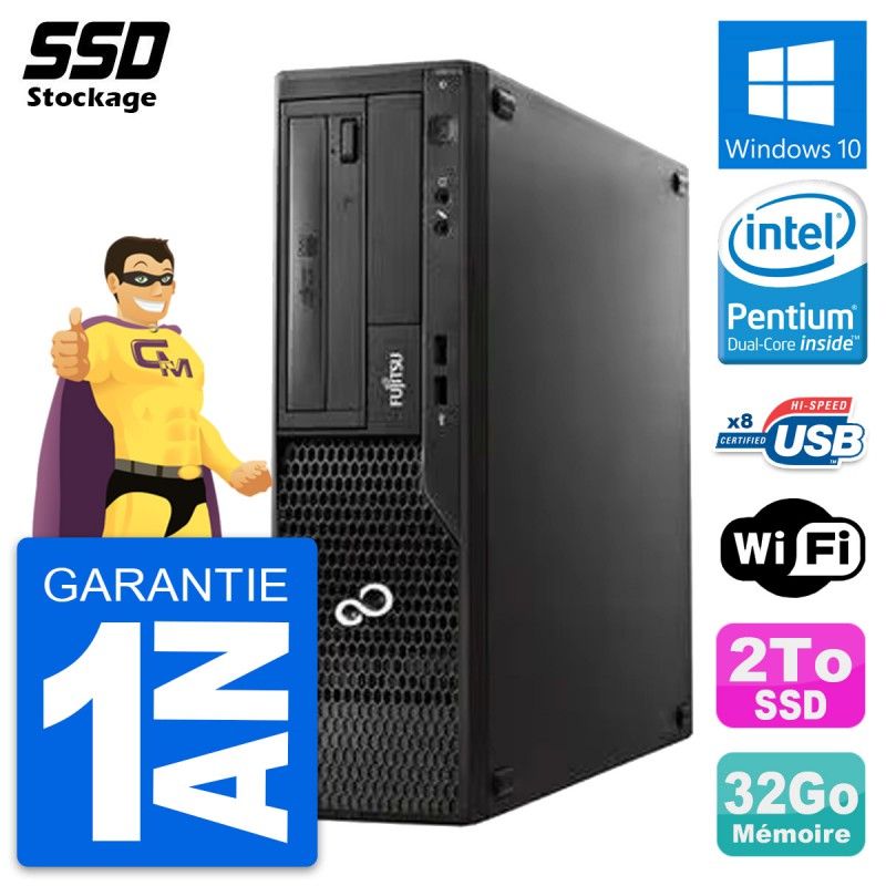 Fujitsu Esprimo E510 DT Desktop PC - Intel Pentium G2020, 32GB RAM, 2TB SSD, Windows 10, WiFi