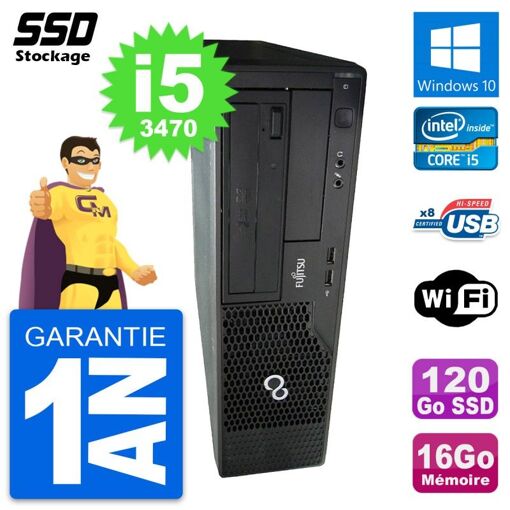 PC de escritorio Fujitsu Esprimo E510 DT - Procesador Intel Core i5, 16GB de RAM, 120GB SSD, Windows 10, WiFi
