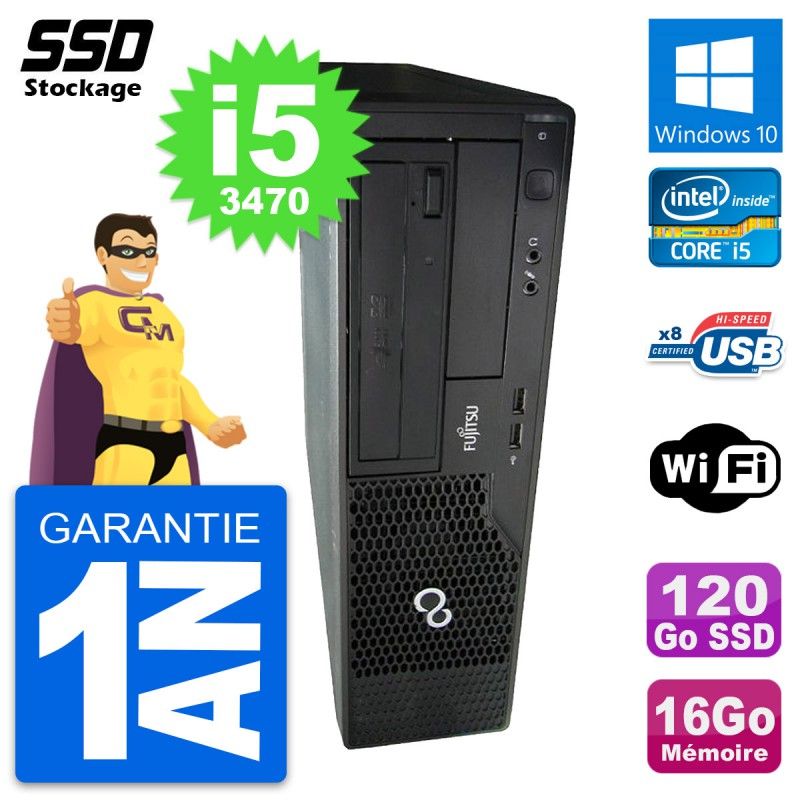 Fujitsu Esprimo E510 DT Desktop PC - Intel Core i5, 16GB RAM, 120GB SSD, Windows 10, WiFi