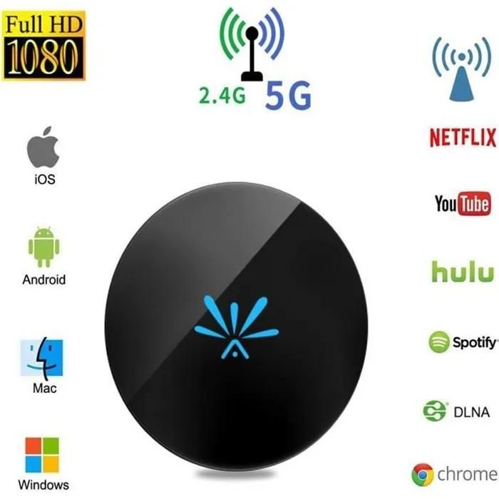 Adaptador HDMI inalámbrico LPNOVE - Google Chromecast - Frecuencia dual 2.4G/5G - Transmisión de medios - Espejo de pantalla