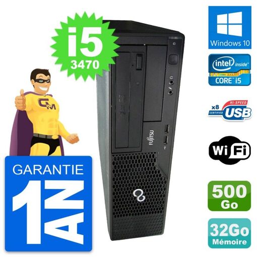 PC de escritorio Fujitsu Esprimo E510 DT - Procesador Intel i5-3470, 32GB de RAM, 500GB HDD, Windows 10, WiFi