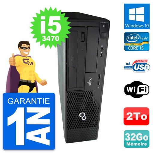PC de escritorio Fujitsu Esprimo E510 DT - Intel i5-3470, 32GB de RAM, 2TB HDD, Windows 10, WiFi