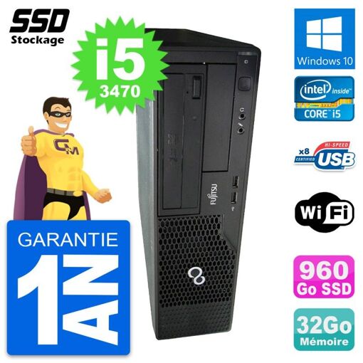 Fujitsu Esprimo E510 DT - Procesador Intel Core i5-3470, 32GB de RAM, 960GB SSD, Windows 10, WiFi