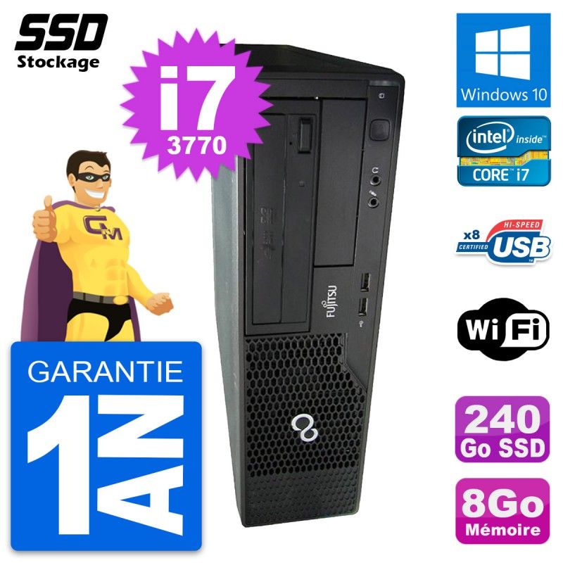Fujitsu Esprimo E510 DT - Intel Core i7-3770, 8GB RAM, 240GB SSD, Windows 10, WiFi