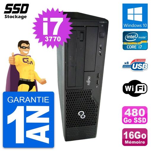 Fujitsu Esprimo E510 DT - Intel Core i7-3770, 16GB RAM, 480GB SSD, Windows 10, WiFi
