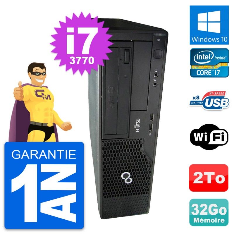 Fujitsu Esprimo E510 DT - Desktop Computer with Intel i7-3770, 32GB RAM, 2TB Storage, Windows 10, WiFi