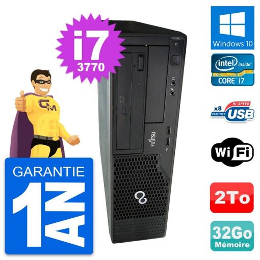 Computadora de escritorio Fujitsu Esprimo E510 DT con procesador Intel Core i7-3770, 32GB de RAM, almacenamiento de 2TB, Windows 10 y WiFi