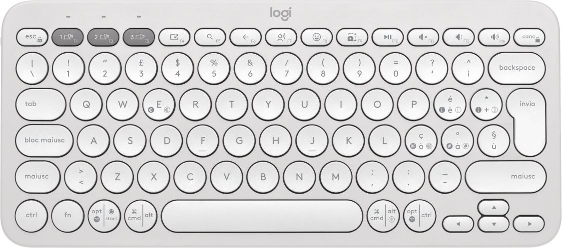 Logitech Pebble Keys 2 K380s - Wireless Keyboard - Bluetooth LE - QWERTY - Italian - White Monochrome