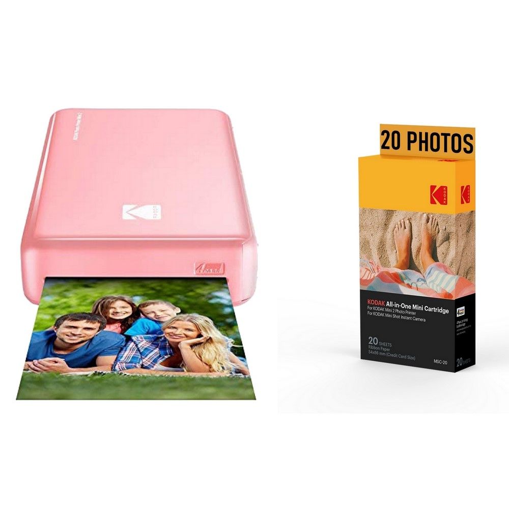 Kodak PM220 Printers & MSC20 Ink Cartridge - 5.4 x 8.6 cm Photos, Wi-Fi, iOS & Android Compatible - Pink