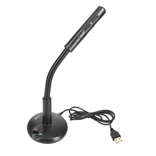 Micrófono de escritorio LinQ omnidireccional con cancelación de ruido, cable de 1,2 m, negro