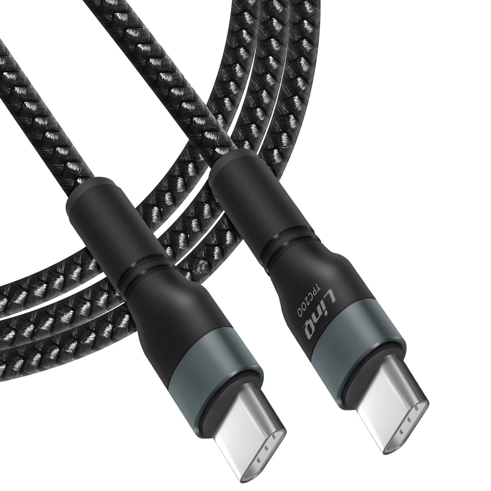 LinQ USB-C to USB-C Power Delivery 60W Cable, 2m Long, Black