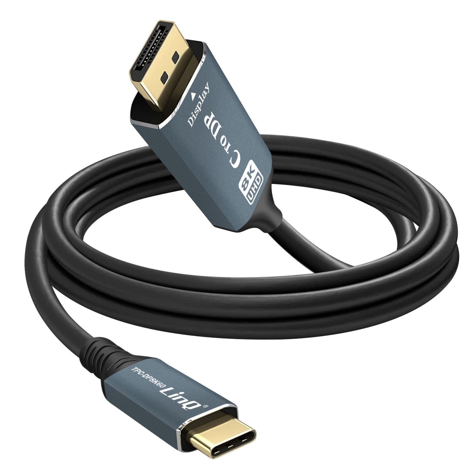LinQ 8K USB-C to DisplayPort High Resolution Cable, 1.8m Black