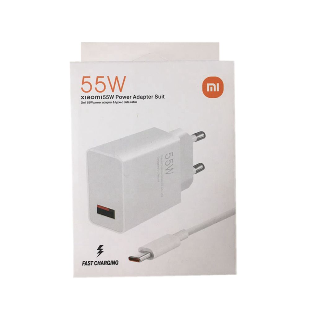 MIYI 55W Quick Charger with Type C Cable for Xiaomi Redmi - White
