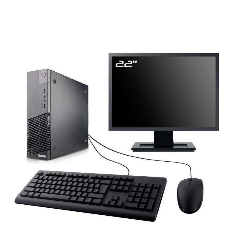 Lenovo M93p SFF Desktop Computer, 22" Screen, Intel i3-4130, 16GB RAM, 480GB SSD, Windows 11