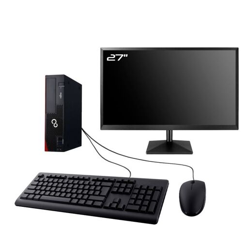 PC Lenovo - Fujitsu Esprimo D556 DT con monitor de 27", procesador Intel i3-6100, 8GB de RAM, 2TB SSD, Windows 11