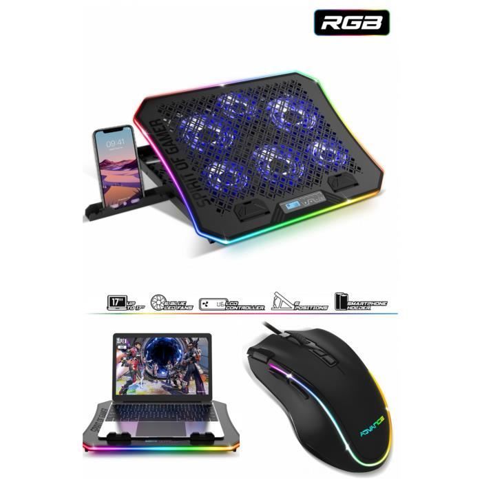 AirBlade Gaming Cooler - 6 LED Fans - Smartphone Holder - RGB Mouse