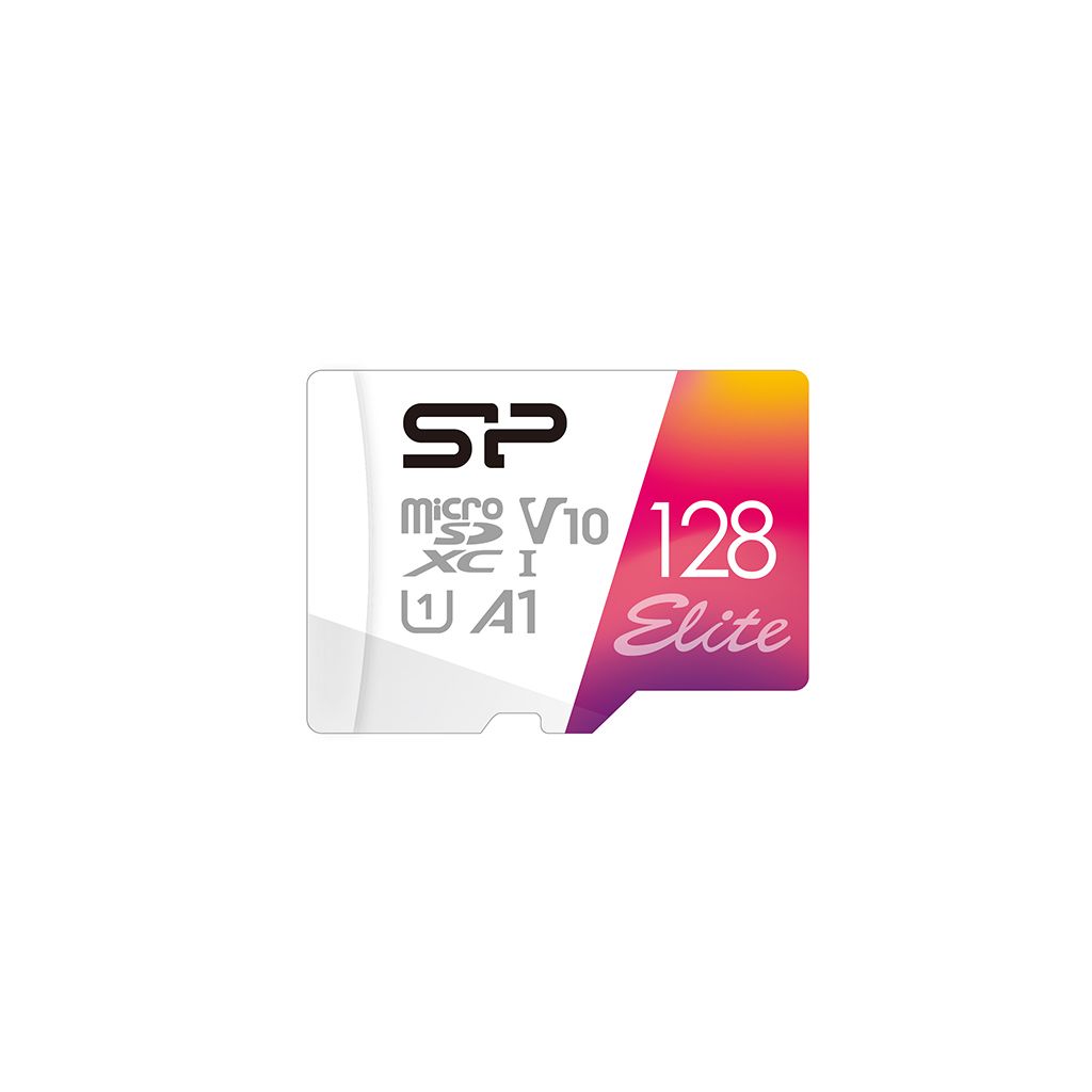 Silicon Power Elite Flash Memory Card - 128GB (MicroSDXC to SD Adapter Included) A1/Video Class V10/UHS-I U1/Class 10