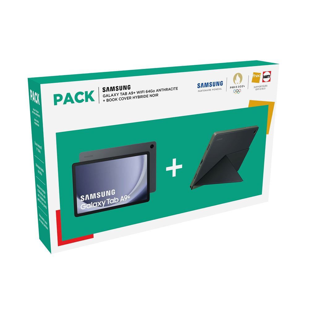 Samsung TAB A9+ WiFi 64GB Grey Anthracite + Hybrid Book Cover Black