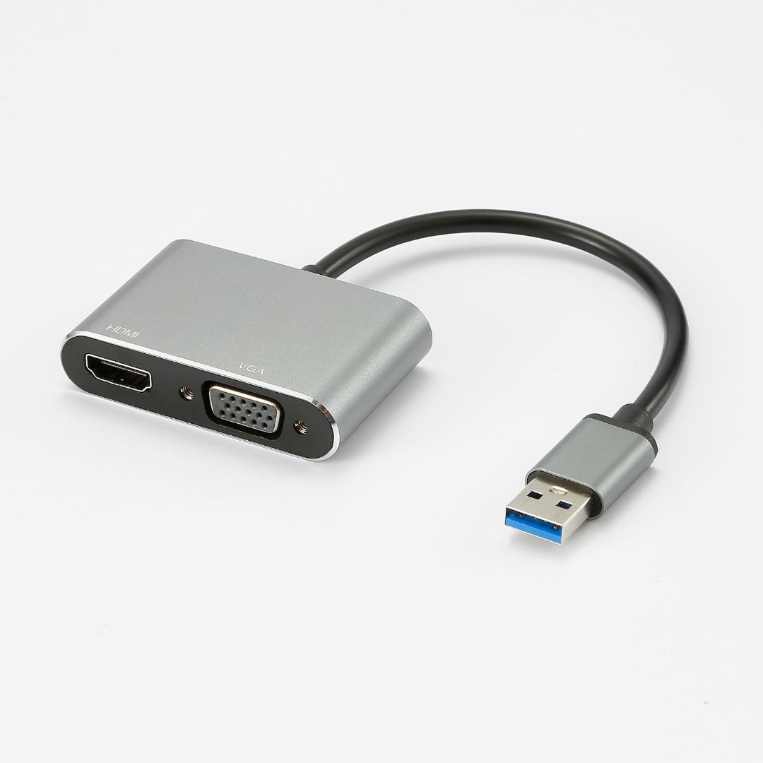 D2 Diffusion USB 3.0 to HDMI + VGA Adapter (1920x1080P), Includes USB-C to USB A Adapter