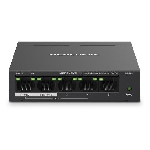 Mercusys Gigabit Ethernet Switch MS105GP (10/100/1000) with PoE, Black