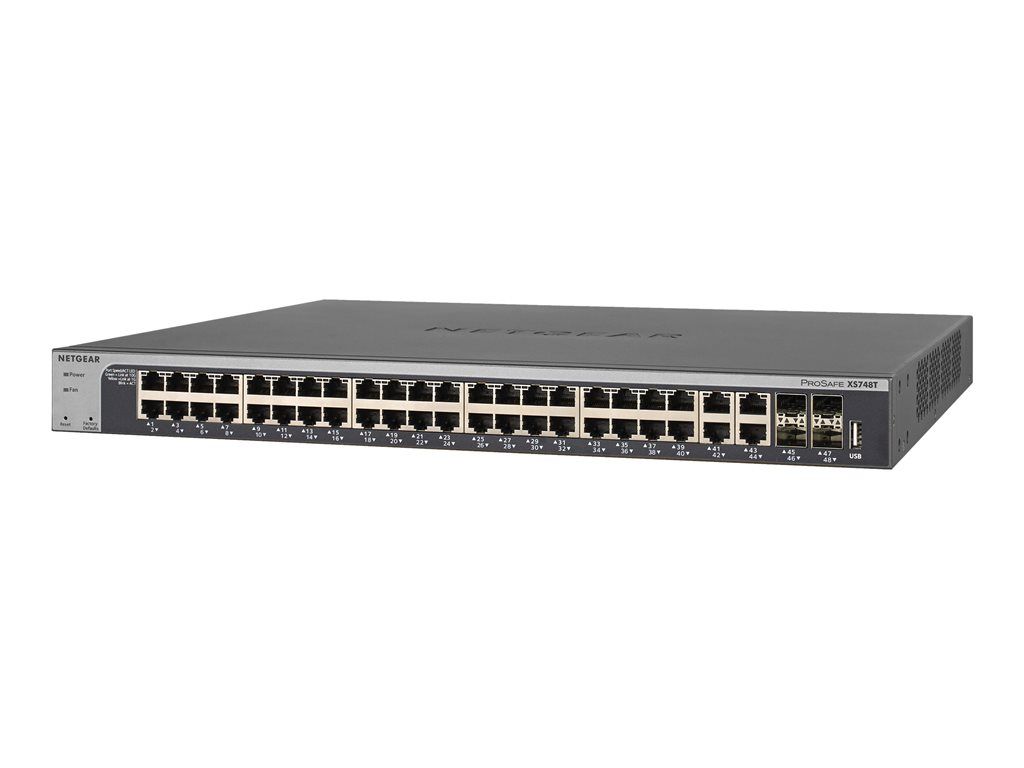 Netgear Smart XS748T - 10G Switch - L3 Lite - 44x 10GBase-T + 4x 10G SFP+ - Desk/Rack Mount