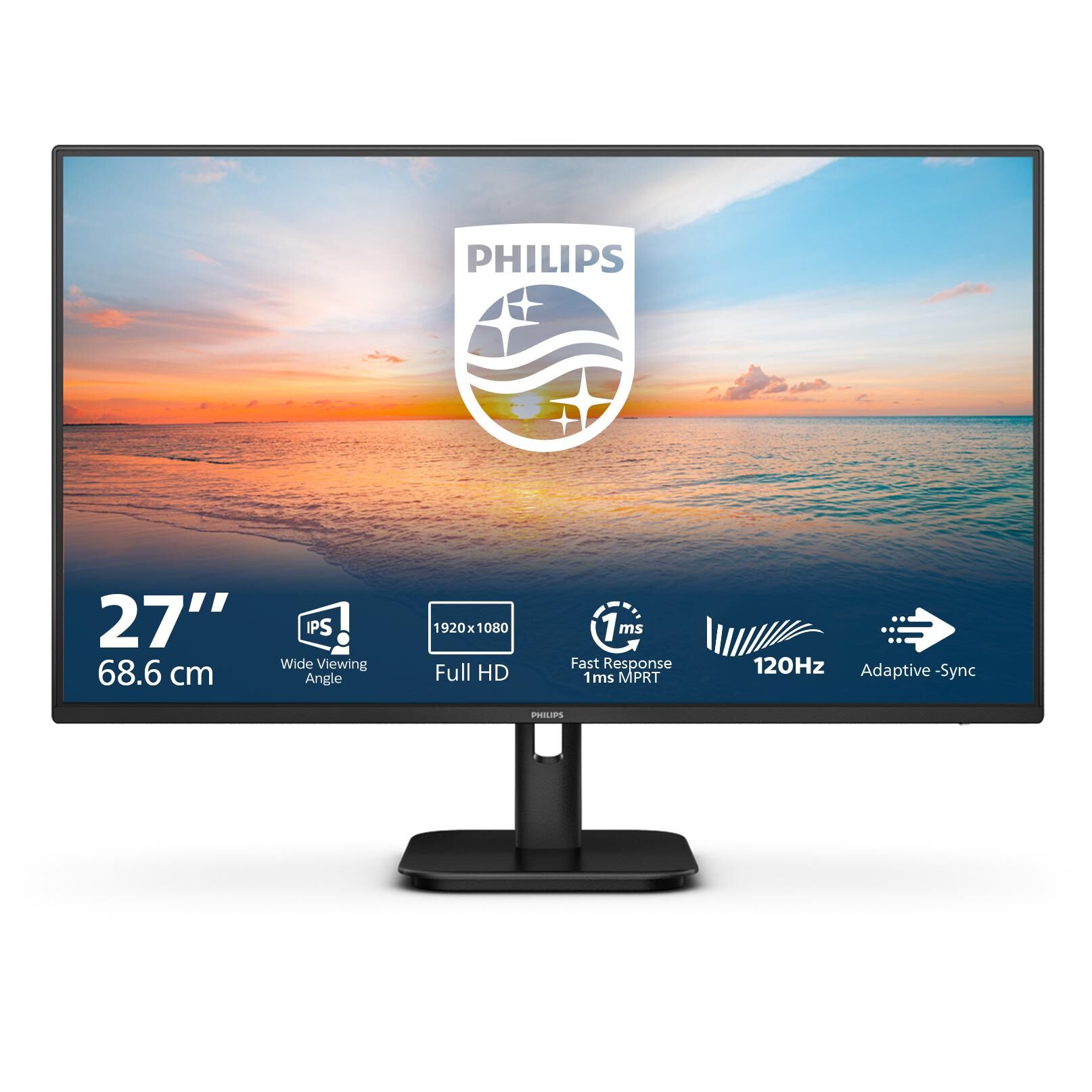 Philips 27E1N1100A - 1000 Series - écran LED - 27" - 1920 x 1080 Full HD (1080p) @ 100 Hz - IPS - 250 cd/m² - 1300:1 - 1 ms - HDMI, VGA - haut-parleurs - noir