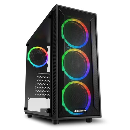 Caja Sharkoon ATX TG4M RGB - Torre media - Negro - RGB - Panel de vidrio