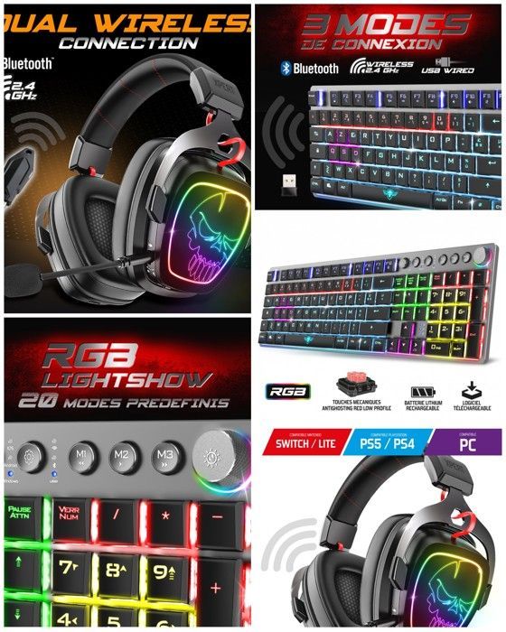 Spirit of Gamer Wireless 7.1 Surround Sound Headset with RGB Lighting