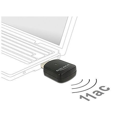 Adaptateur réseau sans fil Delock USB Mini Stick - USB 3.0 - Wi-Fi 5 - Noir