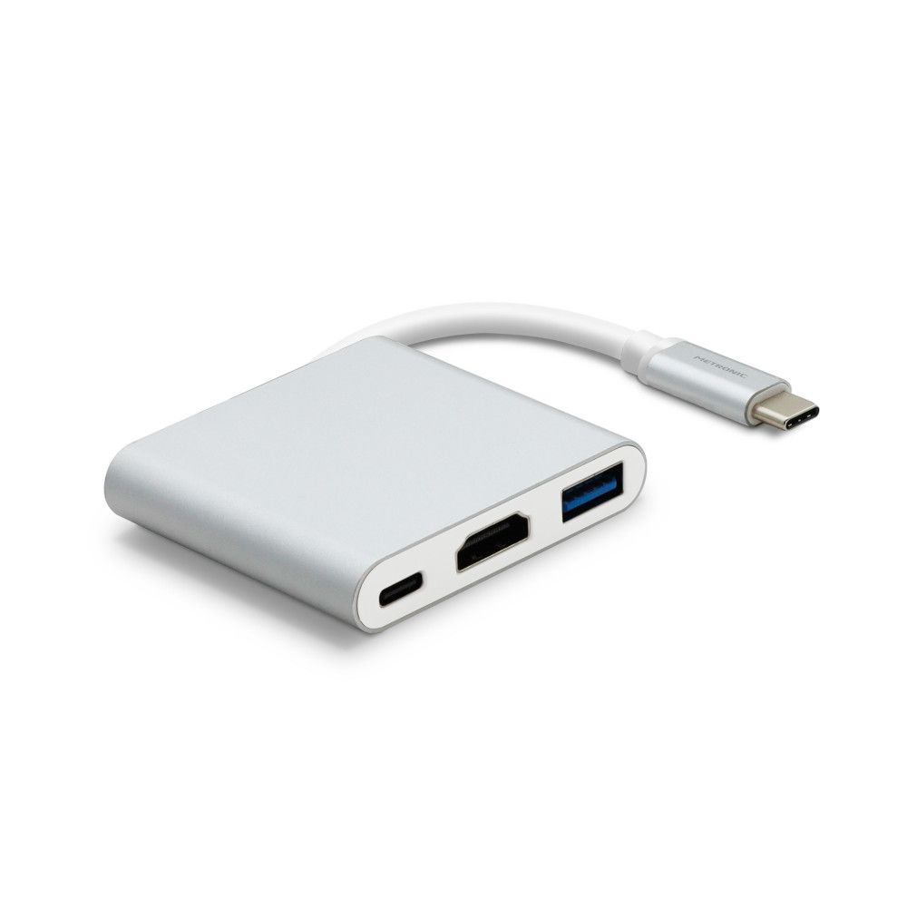 Adaptador Metronic USB-C 3 en 1 (HDMI, USB-A, Carga USB-C PD)