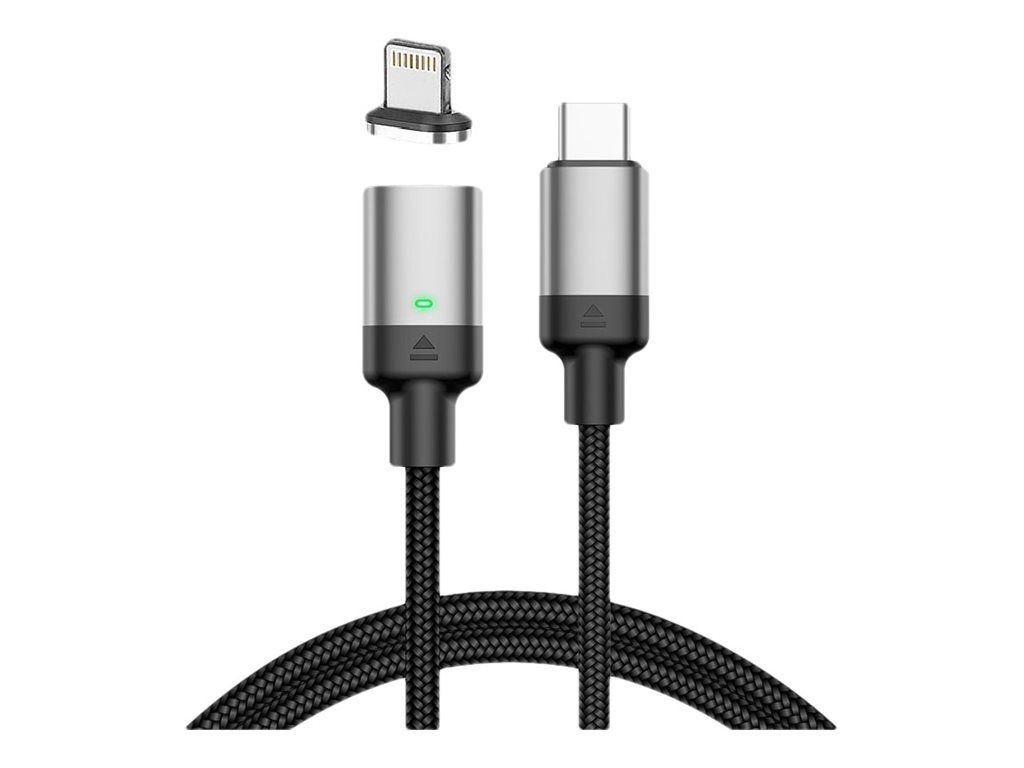 DLH Lightning Cable - 1m, Black, Magnetic Male-to-Male - USB-C to Lightning