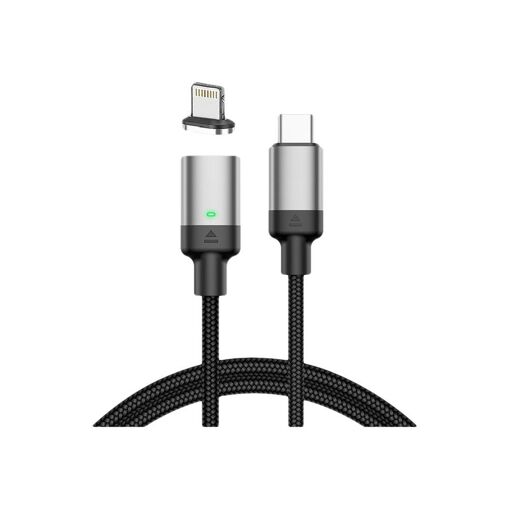 DLH Lightning Cable - 1m, Black, Magnetic Male-to-Male - USB-C to Lightning