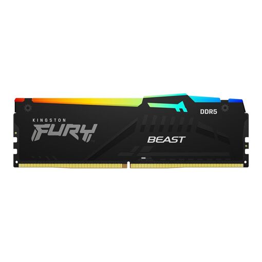 Módulo Kingston FURY Beast RGB DDR5 de 16 GB (288 pines DIMM, 6400 MHz/PC5-51200, CL32, 1,4 V, sin búfer, ECC integrado en el chip, negro)